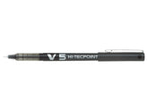 Pilot V5 Hi-Tecpoint Liquid Ink Rollerball Pen 0.5mm Tip 0.3mm Line Black (Pack 12) - 100101201